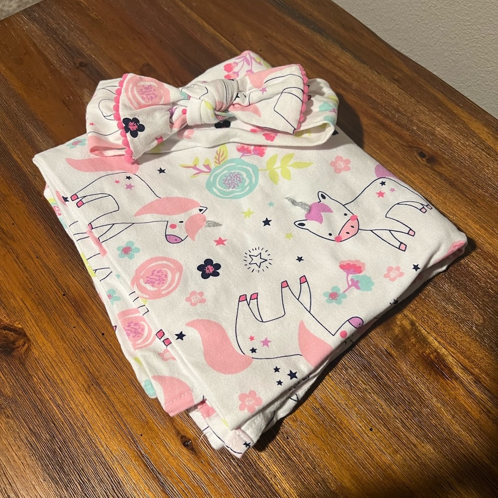 Unicorn Swaddle with Headband